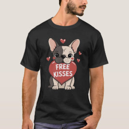 Franse Bulldog Valentijnsdag Gratis Kusjes T-shirt