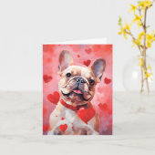 Franse Bulldog Valentijnsdag Kaart (Gele Bloem)