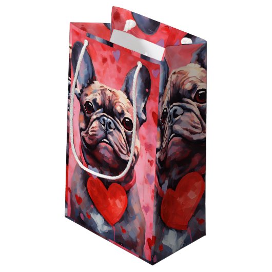 Franse Bulldog Valentijnsdag Klein Cadeauzakje (Achterkant Gekanteld)