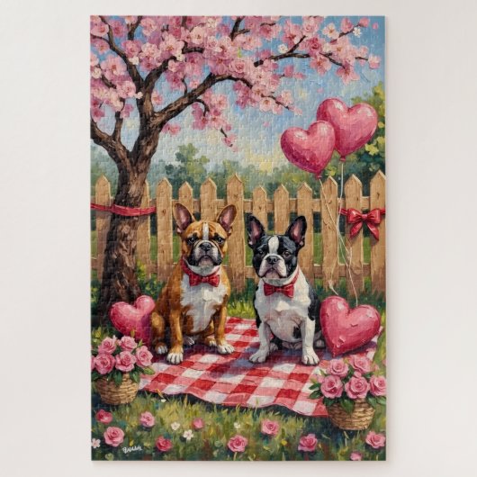Franse Bulldog Valentijnsdag Kunst Legpuzzel (Verticaal)
