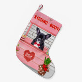 Franse Bulldog Valentijnsdag Kusstand Kleine Kerstsok (Voorkant (Hangend))