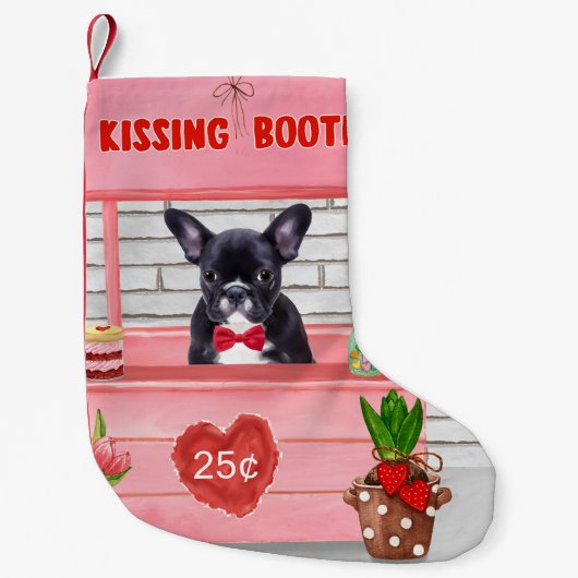 Franse Bulldog Valentijnsdag Kusstand Kleine Kerstsok (Voorkant)