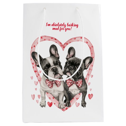 Franse Bulldog Valentijnsdag Liefde Quote Dog Medium Cadeauzakje (Voorkant)