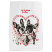 Franse Bulldog Valentijnsdag Liefde Quote Dog Medium Cadeauzakje (Achterkant)