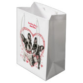 Franse Bulldog Valentijnsdag Liefde Quote Dog Medium Cadeauzakje (Achterkant Gekanteld)
