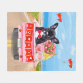 Franse Bulldog Valentijnsdag Truck Fleece Deken (Voorkant (Horizontaal))