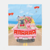 Franse Bulldog Valentijnsdag Truck Fleece Deken (Voorkant)