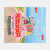 Franse Bulldog Valentijnsdag Truck Fleece Deken (Voorkant (Horizontaal))