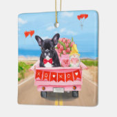 Franse Bulldog Valentijnsdag Truck Keramisch Ornament (Links)