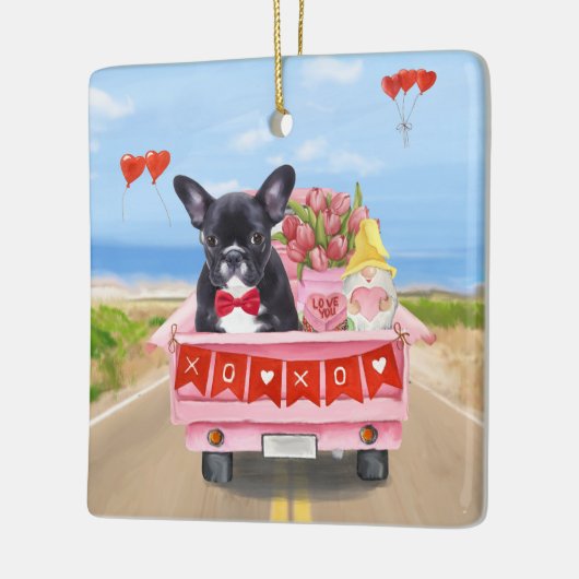 Franse Bulldog Valentijnsdag Truck Keramisch Ornament (Links)