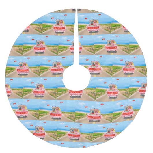 Franse Bulldog Valentijnsdag Truck Kerstboom Rok (Voorkant)