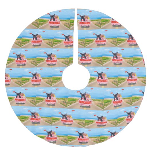 Franse Bulldog Valentijnsdag Truck Kerstboom Rok (Voorkant)