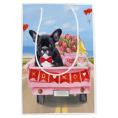 Franse Bulldog Valentijnsdag Truck Medium Cadeauzakje (Voorkant)
