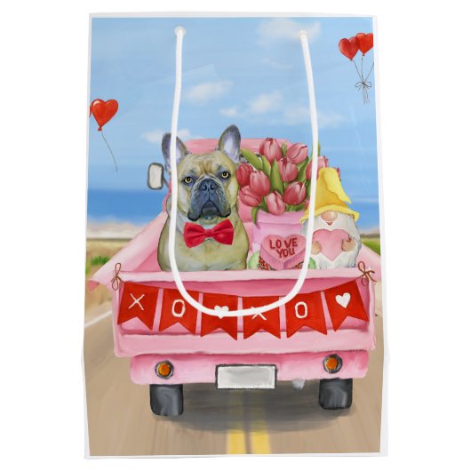 Franse Bulldog Valentijnsdag Truck Medium Cadeauzakje (Achterkant)