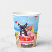 Franse Bulldog Valentijnsdag Truck Papieren Bekers (Achterkant)