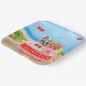 Franse Bulldog Valentijnsdag Truck Papieren Bordje (Gebogen)