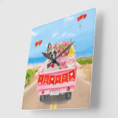 Franse Bulldog Valentijnsdag Truck Vierkante Klok (Hoek)