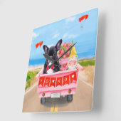 Franse Bulldog Valentijnsdag Truck Vierkante Klok (Hoek)