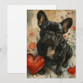Franse Bulldog Valentijnsdag Vintage  Feestdagenkaart (Voorkant / Achterkant)