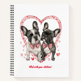Franse Bulldog Valentijnsdag Woof-tastic Fun Notitieboek
