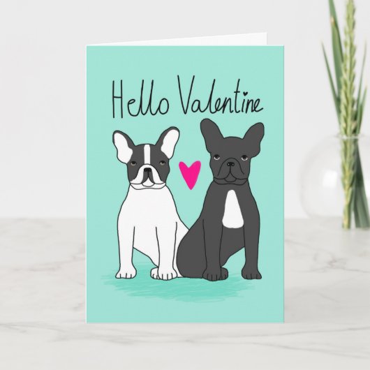 Franse Bulldog Valentijnse liefde, Franse bulldog Feestdagen Kaart (Voorkant)