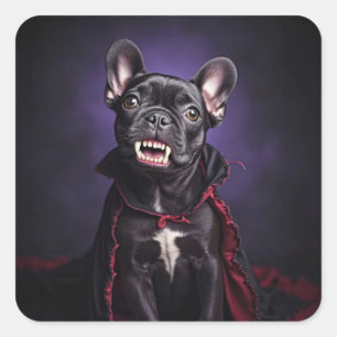 Franse Bulldog Vampier Halloween Schattig Vierkante Sticker