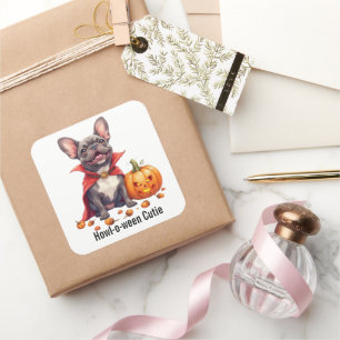 Franse Bulldog Vampier Halloween Waterverf Vierkante Sticker
