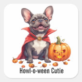 Franse Bulldog Vampire Halloween Waterverf Vierkante Sticker (Voorkant)