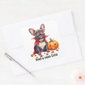Franse Bulldog Vampire Halloween Waterverf Vierkante Sticker (Envelop)