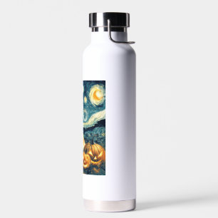 Franse Bulldog van gogh sterrenhemel halloween Waterfles