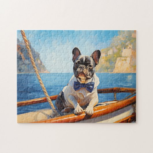 Franse Bulldog varen op een jacht Legpuzzel (Horizontaal)