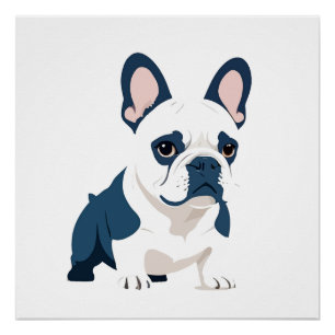 Franse Bulldog Vector Art Animal Modern Urban City Perfect Poster