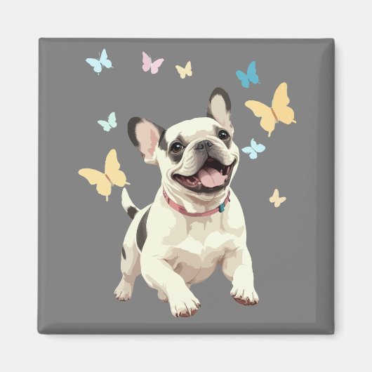 Franse Bulldog Vector Schilderen Schattig Fun Anim Magneet (Voorkant)