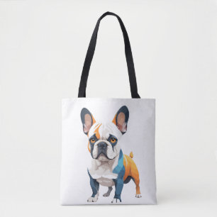 Franse Bulldog vectorkunst met levendige kleuren Tote Bag