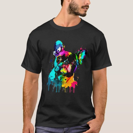 Franse Bulldog verf Splatter Frenchie Splatter T-shirt (Voorkant)