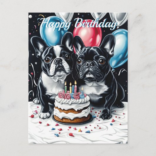 Franse Bulldog Verjaardag Briefkaart (Voorkant)