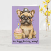 Franse Bulldog verjaardagsfeest Kaart (Gele Bloem)