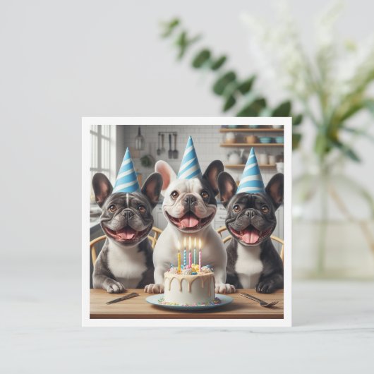 Franse bulldog verjaardagskaart, Franse bulldog Kaart (Staand voorkant)