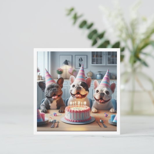 Franse bulldog verjaardagskaart, Franse bulldog Kaart (Staand voorkant)