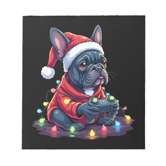 Franse Bulldog Videogame Controller Licht Sneeuw K Notitieblok (Voorkant)