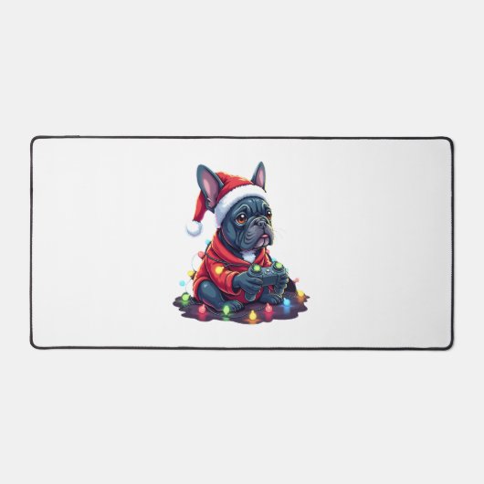 Franse Bulldog Videospel Controller Licht Sneeuw S Bureaumat (Voorkant)
