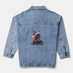 Franse Bulldog Videospel Controller Licht Sneeuw S Denim Jacket
