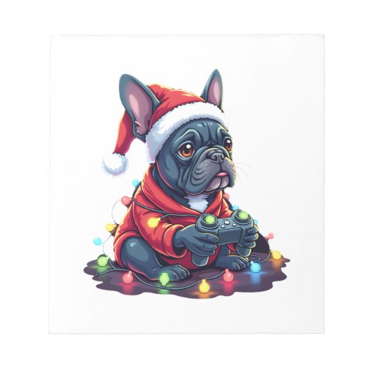 Franse Bulldog Videospel Controller Licht Sneeuw S Notitieblok (Voorkant)