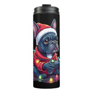 Franse Bulldog Videospel Controller Licht Sneeuw S Thermosbeker