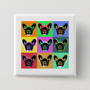 Franse bulldog vierkante button 5,1 cm