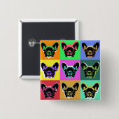 Franse bulldog vierkante button 5,1 cm (Voorkant /achterkant)