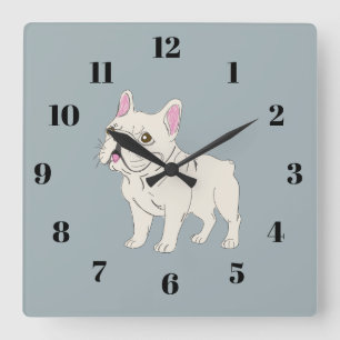 Franse Bulldog Vierkante Klok