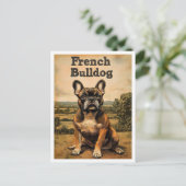 Franse Bulldog Vintage Kunst Briefkaart (Staand voorkant)