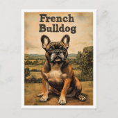 Franse Bulldog Vintage Kunst Briefkaart (Voorkant)