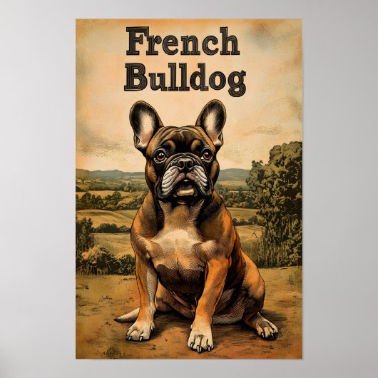 Franse Bulldog Vintage Kunst Poster (Voorkant)